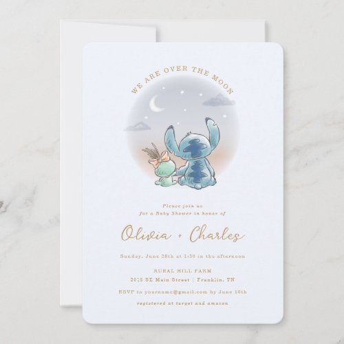 Lilo and Stitch  Over the Moon _ Boy Baby Shower Invitation
