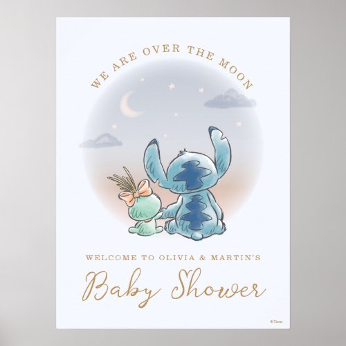 Lilo and Stitch  Over the Moon _ Boy Baby Shower Poster