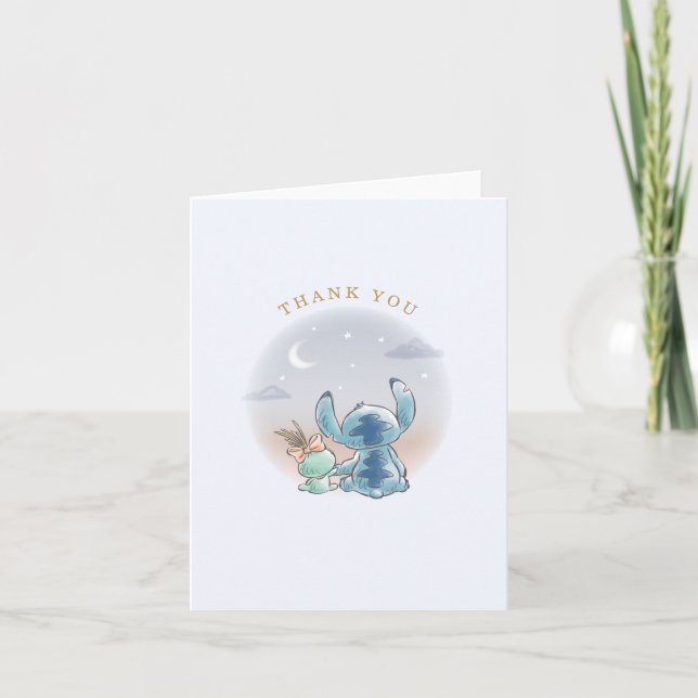 Lilo and Stitch | Over the Moon - Boy Baby Shower Thank You Card (Front)