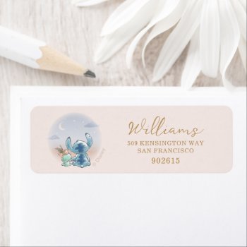 Lilo And Stitch | Over The Moon - Girl Baby Shower Label by LiloAndStitch at Zazzle