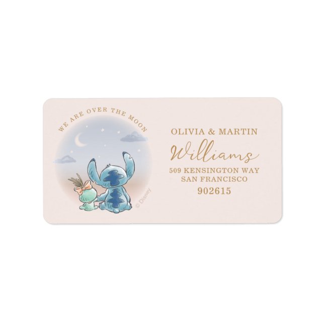 Lilo and Stitch | Over the Moon - Girl Baby Shower Label (Front)