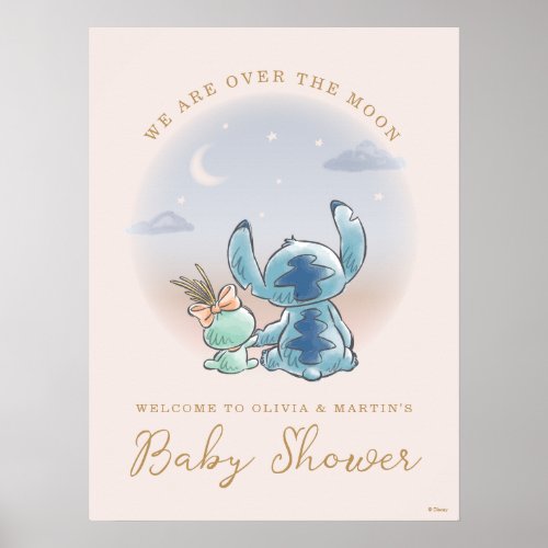 Lilo and Stitch  Over the Moon _ Girl Baby Shower Poster