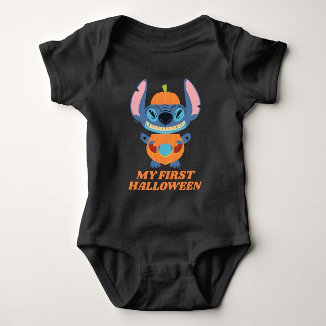 Lilo and Stitch Pumpkin | My Frist Halloween Baby Bodysuit (Front)