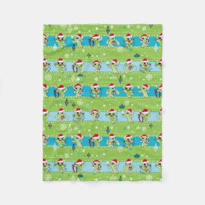 Lilo and Stitch | Stitch Green Holiday Pattern Fleece Blanket
