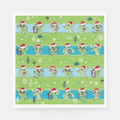 Lilo and Stitch | Stitch Green Holiday Pattern Napkins