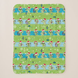 Lilo and Stitch | Stitch Green Holiday Pattern Sherpa Blanket