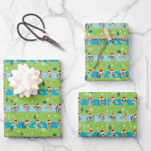 Lilo and Stitch   Stitch Green Holiday Pattern Wrapping Paper Sheets
