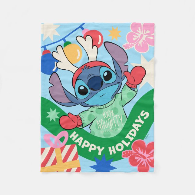 Lilo and Stitch | Stitch Happy Holidays Fleece Blanket (Front)