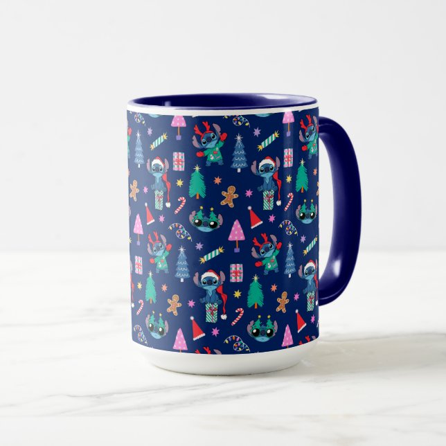 Lilo and Stitch | Stitch Holiday Pattern Mug (Front Right)