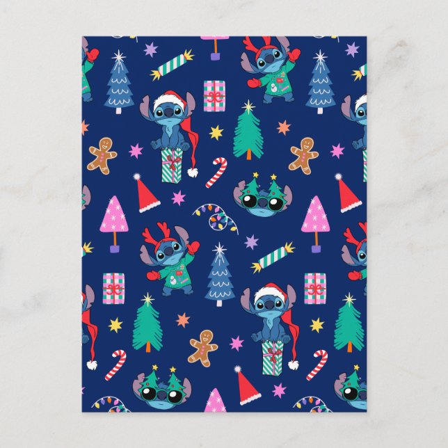 Lilo and Stitch | Stitch Holiday Pattern Postcard (Front)