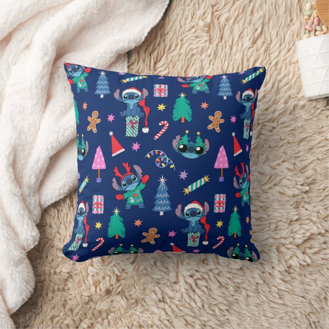Lilo and Stitch | Stitch Holiday Pattern Throw Pillow (Blanket)