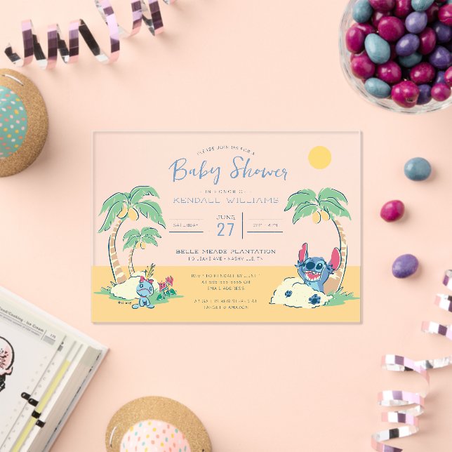 Lilo and Stitch Tropical Beach Baby Shower Acrylic Invitations (Insitu (Celebration))