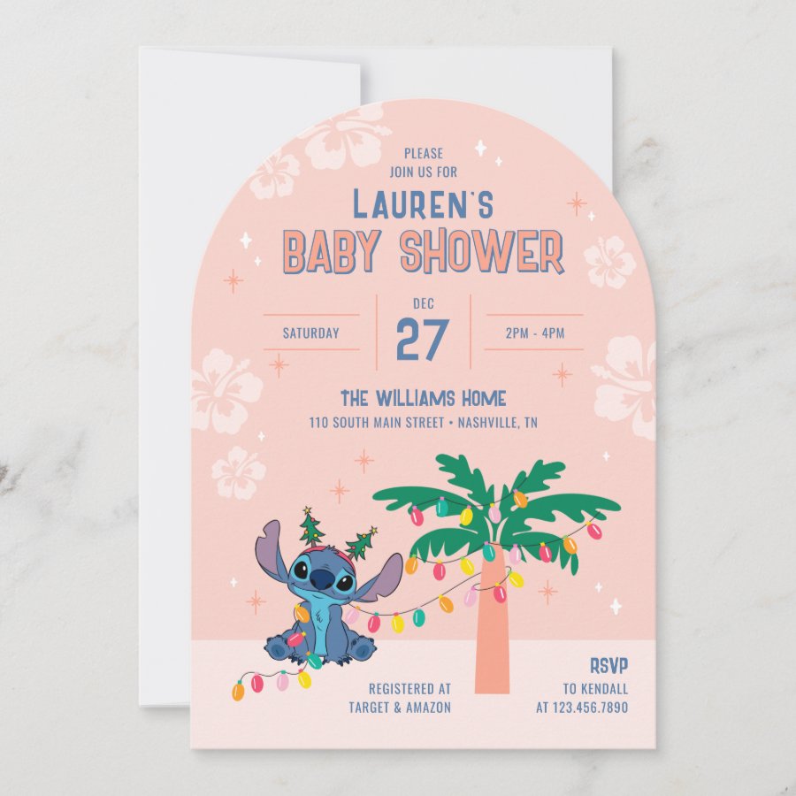 Lilo and Stitch Tropical Christmas Baby Shower Invitation