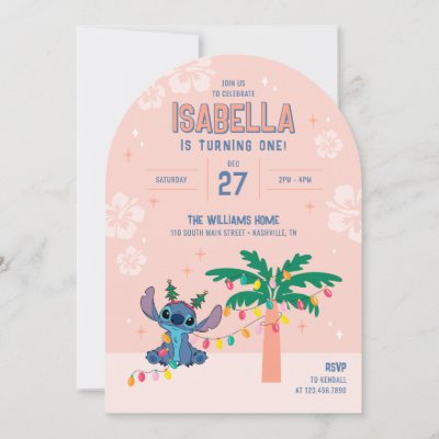 Lilo and Stitch Tropical Christmas Birthday Invitation