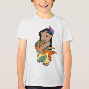 Lilo and Stitch's Lilo Holding Fish Tri-Blend Shirt