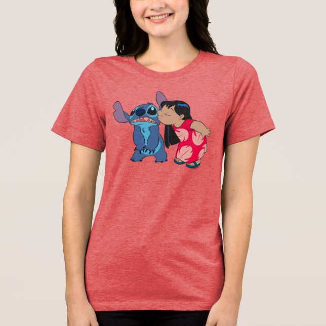 Lilo kisses Stitch Tri-Blend Shirt (Front)