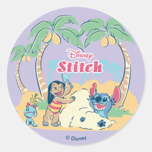 Lilo  Stitch  Come visit the islands Classic Round Sticker