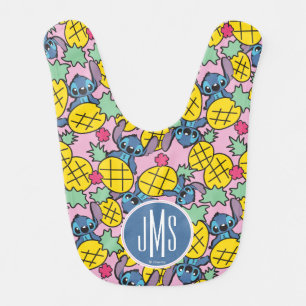 Lilo & Stitch Monogram Pineapple Pattern Baby Bib