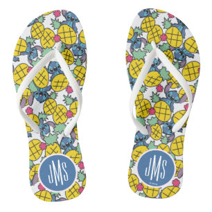 Lilo & Stitch   Monogram Pineapple Pattern Flip Flops