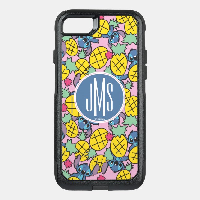Lilo & Stitch | Monogram Pineapple Pattern Otterbox iPhone Case (Back)