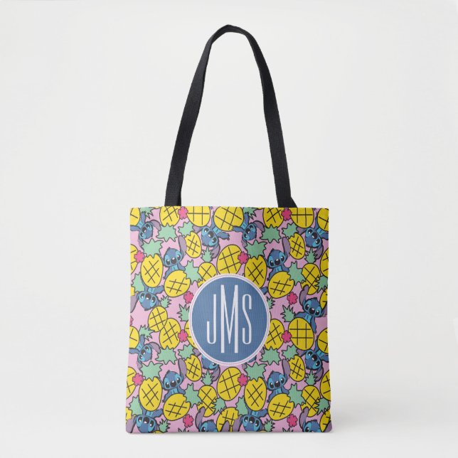 Lilo & Stitch | Monogram Pineapple Pattern Tote Bag (Front)