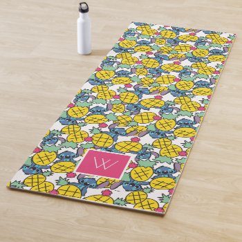 Lilo & Stitch | Monogram Pineapple Pattern Yoga Mat by LiloAndStitch at Zazzle