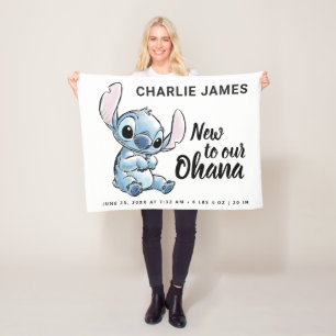Lilo & Stitch   New to our Ohana - Birth Stats Fleece Blanket