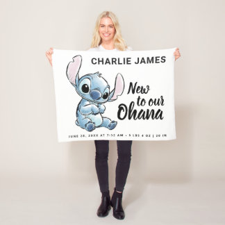 Lilo & Stitch | New to our Ohana - Birth Stats Fleece Blanket