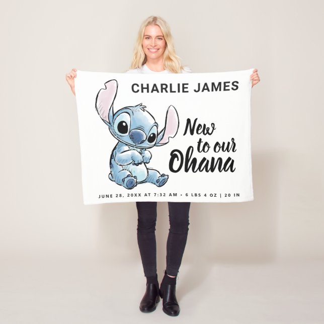 Lilo & Stitch | New to our Ohana - Birth Stats Fleece Blanket (In Situ)
