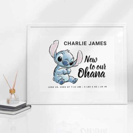 Lilo & Stitch | New To Our Ohana - Birth Stats Poster