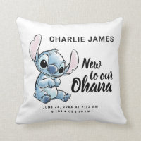 Lilo & Stitch | New to our Ohana - Birth Stats Throw Pillow