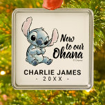Lilo & Stitch | New to our Ohana - First Christmas Metal Ornament<br><div class="desc">This sweet Stitch graphic features the quote,  "New to our Ohana." Personalize by adding your child's name and birth year.</div>