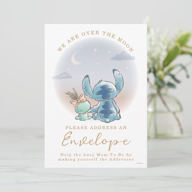 Lilo & Stitch | Over the Moon - Baby Shower Invitation (Standing Front)