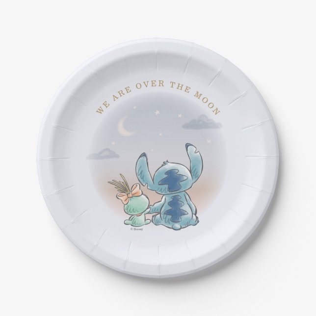 Lilo & Stitch Over the Moon Boy Baby Shower Paper Plates (Front)