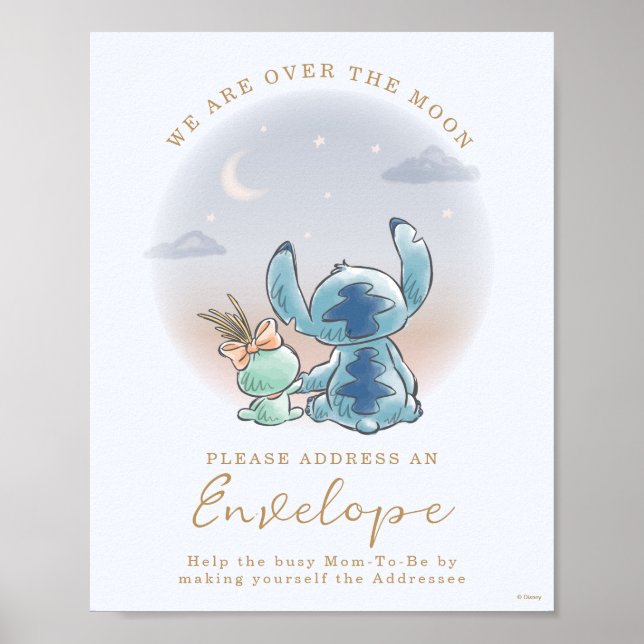 Lilo & Stitch | Over the Moon - Boy Baby Shower Poster (Front)