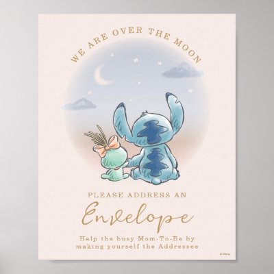 Lilo &amp; Stitch | Over the Moon - Girl Baby Shower Poster
