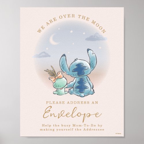 Lilo  Stitch  Over the Moon _ Girl Baby Shower Poster