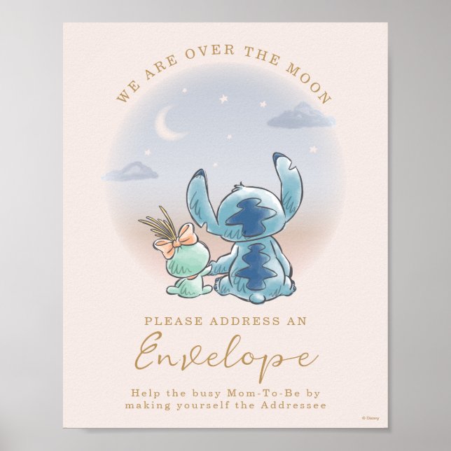 Lilo & Stitch | Over the Moon - Girl Baby Shower Poster (Front)