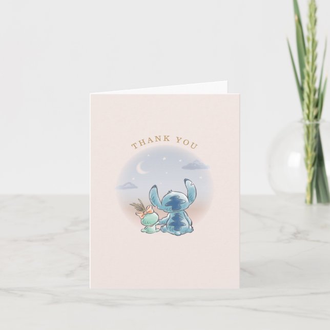 Lilo & Stitch Over the Moon Girl Baby Shower Thank You Card (Front)