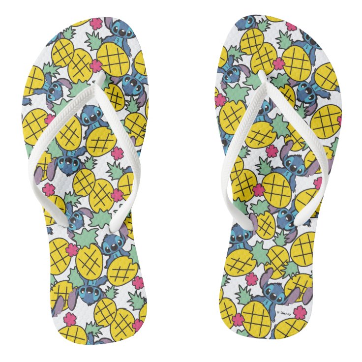 Lilo & Stitch | Pineapple Pattern Flip Flops | Zazzle