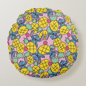 Lilo & Stitch | Pineapple Pattern Round Pillow by LiloAndStitch at Zazzle