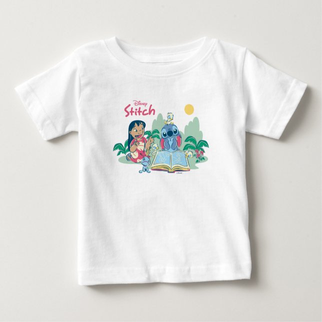 Lilo & Stitch | Reading the Ugly Duckling Baby T-Shirt (Front)