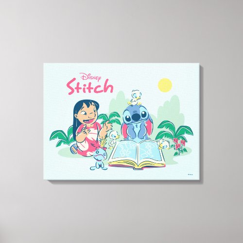 Lilo  Stitch  Reading the Ugly Duckling Canvas Print
