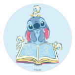 Lilo & Stitch | Reading the Ugly Duckling Classic Round Sticker