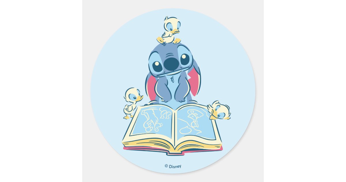 Lilo & Stitch  Reading the Ugly Duckling Classic Round Sticker