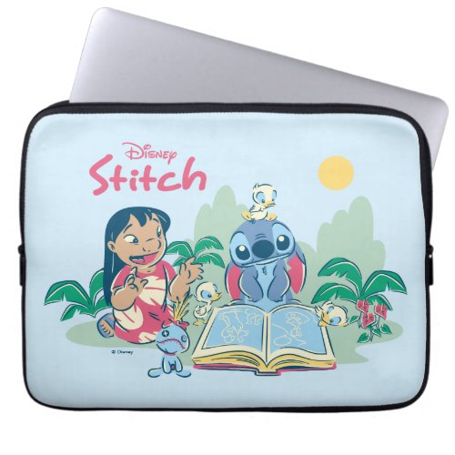 Lilo  Stitch  Reading the Ugly Duckling Laptop Sleeve