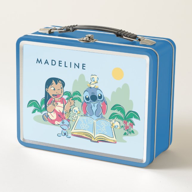 Lilo & Stitch | Reading the Ugly Duckling Metal Lunch Box (Front)