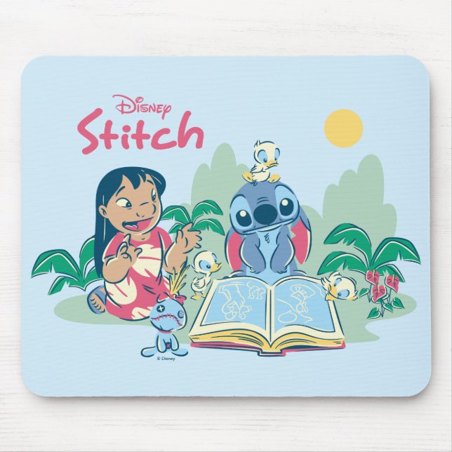 Lilo & Stitch | Reading the Ugly Duckling Mouse Pad (Front)