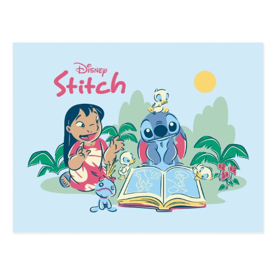 stitch reading the ugly duckling figurine