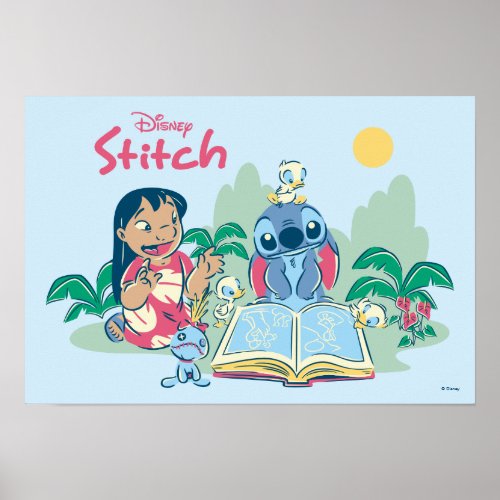 Lilo  Stitch  Reading the Ugly Duckling Poster